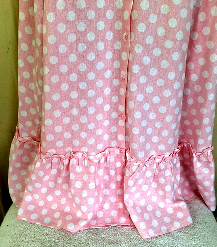 Abito Lisa Fernandez M lunghezza caviglia rosa/bianco pois manica corta fondo volant - Foto 2 di 11