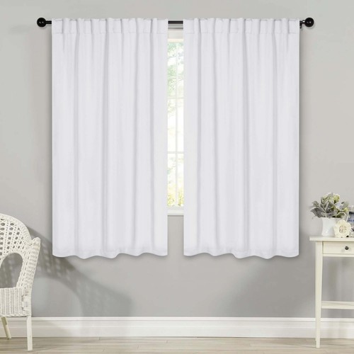 Classic 52" Wide Solid Back Tabs Room Darkening Blackout Curtain Panel Set of 2 - Picture 154 of 172