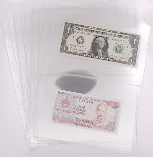 10 Pcs Clear Sleeves Holders Page Fit World Paper Money Banknote Bill Book - Picture 1 of 7