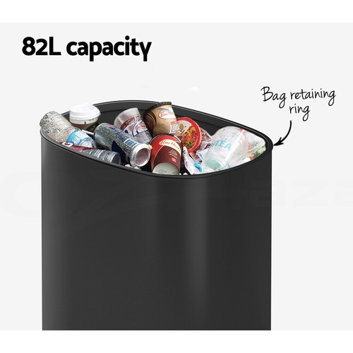 Devanti 82L Motion Sensor Bin Rubbish Automatic Trash Can Kitchen Black - Picture 7 of 9