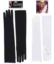 ADULT 1920S FLAPPER PROM WOMAN LONG OPERA NYLON ELBOW COSTUME GLOVES BLACK WHITE