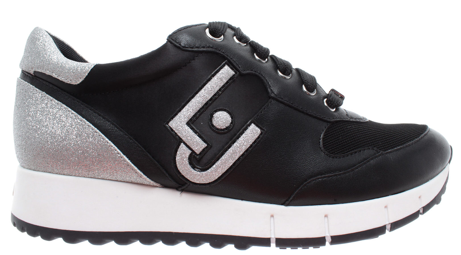 LIU JO Milano Gigi 02 Run Calf Leather Glitter Black black Women's shoes Sneakers LIU JO Milano Gigi 02 Run Calf Leather Glitter Black black Women's shoes Sneakers