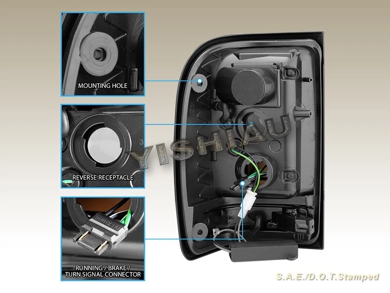 2001-2011 FORD RANGER C-BAR LED TAIL LIGHTS LEFT RIGHT LAMPS ASSEMBLY DARK SMOKE - Image 2 of 4