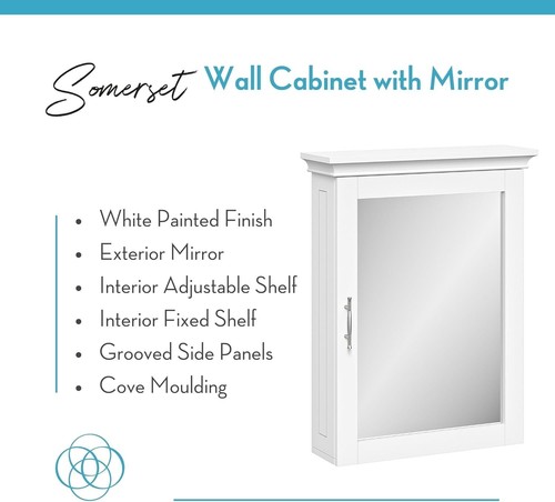 Compact Wall-Mounted Bathroom Storage Cabinet with Mirror & Grooved Side Panels - Picture 7 of 10