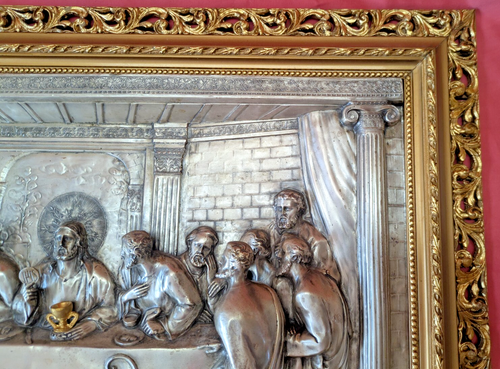 VTG Silver & Gold Plated Brass 3D Relief Art: Christianity, 29.5X21X2", Spain - Picture 6 of 16