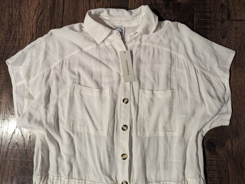 Blue Rain Womens White 100% Rayon Shorts Romper w/ Waist Tie Size XXS Brand New! - Picture 2 of 18