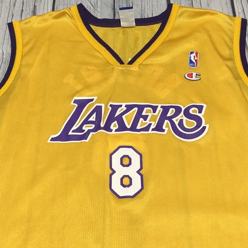 Kobe Bryant Champion Jersey LA Lakers #8 NBA Vintage 90s Size 44 Yellow - Picture 3 of 7