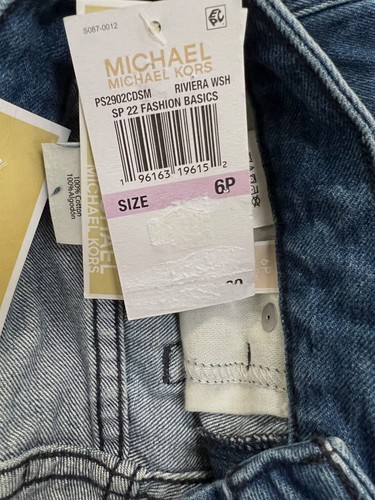98 $ Michael Kors Damen blau roher Saum gerades Bein Jeans Hose Petite Größe 6P - Bild 4 von 4