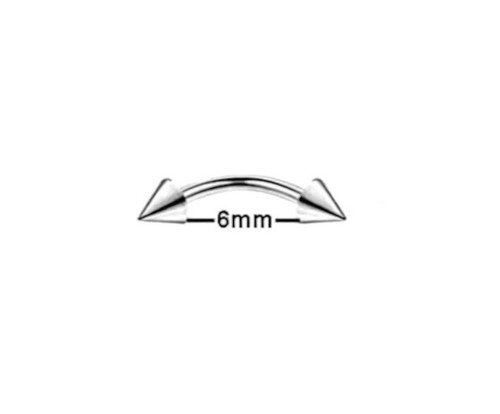 14G Spiked Eyebrow Ring- Surgical Steel Curved Barbell You Choose The Length - Picture 7 of 9
