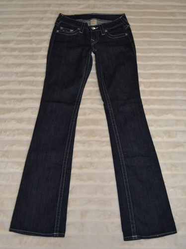 Jeans denim True Religion nuovo senza etichette donna 28x34 lavaggio scuro vita bassa elasticizzato bootcut - Foto 3 di 10