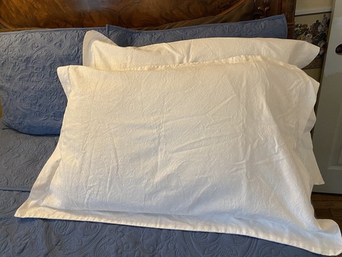 IKEA White 100% Cotton Pillow Sham Standard Damask Scrolls Floral Set of 2 - Picture 13 of 24