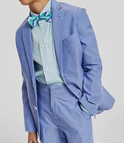 Tommy Hilfiger Kid's Boy's Blue Stretch Oxford Sport Coat Suit Jacket Size 10 - Picture 2 of 4