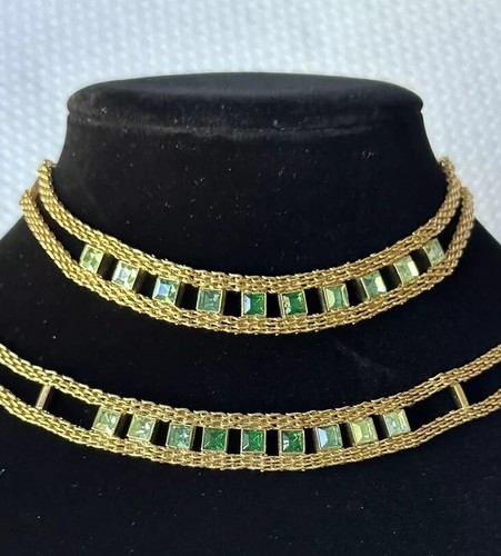 Givenchy Elegant Green Stone Gold Plated Choker Bracelet Set - 第 1/14 張圖片