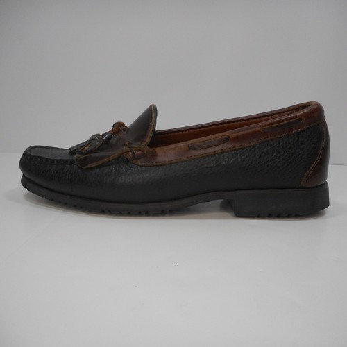 Mocassini Allen Edmonds Nashua uomo kiltie nappa taglia 10D nero marrone scarpe slip on - Foto 5 di 7