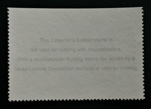 2001 Texas Muzzleloader Stamp, Collector's Edition - Picture 2 of 2