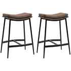 Breakfast Bar Stools Set of 2, Microfibre Upholstered Barstools, Industrial Bar 