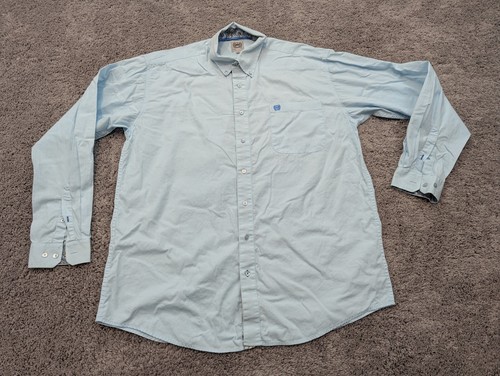Cinch Button Up Shirt Mens Large Blue Long Sleeve Pocket Casual