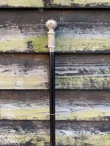 Brass Antique Head Handle Design Vintage Wooden Walking Cane Stick Victorian - Picture 5 of 8