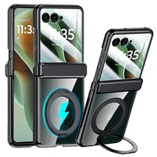 For Motorola Razr 2024/Ultra 2025 Hinge Protection Clear Stand Mag Safe Case 