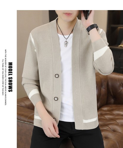 Men's Jacket Handsome Outer Wear Knitted Cardigan Sweater Jacket Casual Tops 4XL - Picture 13 of 23