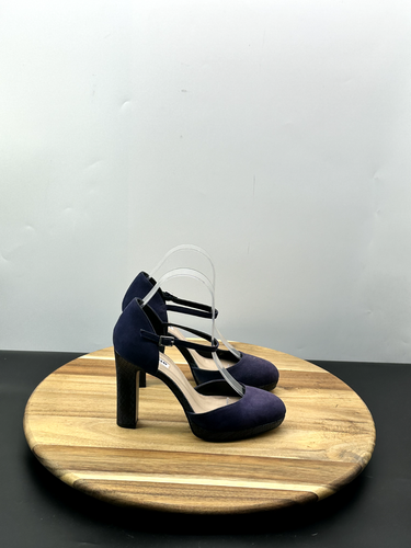 Dune London Women Shoes Size 5 D'Orsay Purple Suede Cone Heel Almond Toe Buckle - Picture 5 of 18