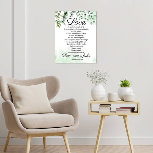 Botanical Green Eucalyptus Leaf Bible Abstract Wall Art for Bathroom Living Room - Bild 14 von 15