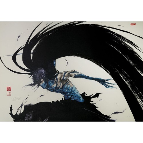 Bleach Moon Fang Unity Tite Kubo Shueisha Manga-Art Signed on Paper + Wood Case - Picture 1 of 24