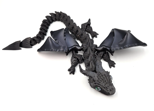 3D-gedruckter geflügelter Drache, 16", artikuliert, abnehmbare Flügel, schwarz - Bild 15 von 16