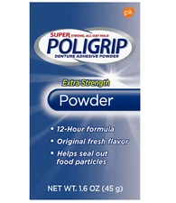 Super Poligrip Extra Strength Denture Adhesive Powder 1.6 Ounces - Ships From US
