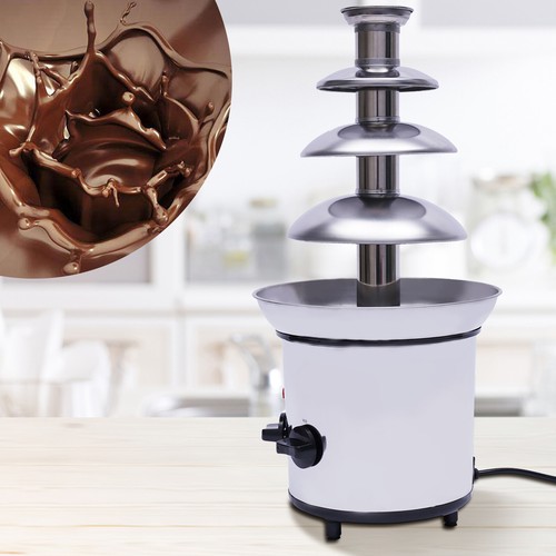 4 Tiers Chocolate Fountain Machine Stainless Steel Hot Cheese Cascading Fondue - Picture 1 of 17