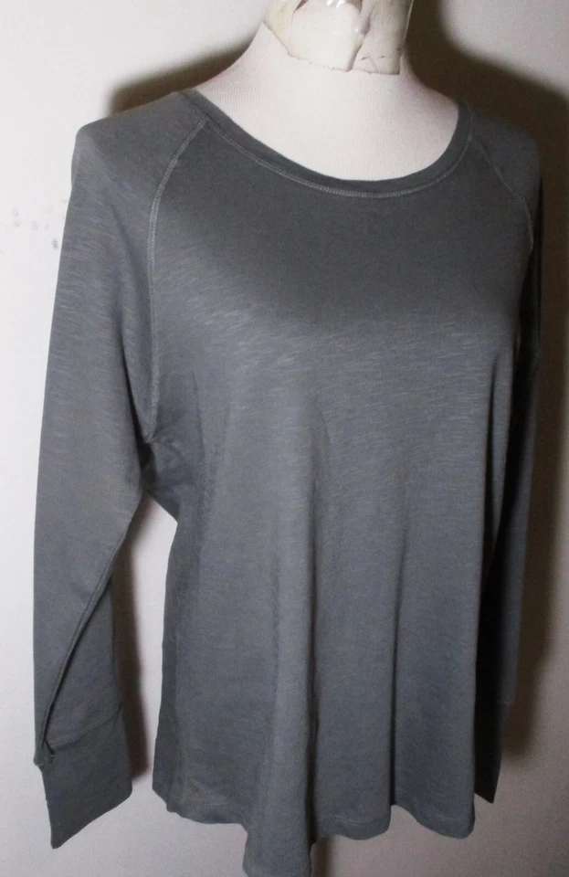 EASTERN MOUNTAN 运动灰褐色 100% 有机棉 Lg Slve 上衣 XL 码全新 — 第 3/4 张图片