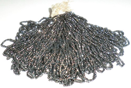 Antique Vintage 14/0 Victorian Beads Hematite Gray Metallic Seed  WB9-HGMM-22