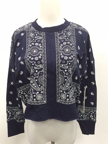 Aqua Women Bandana Print Pullover, White, XS