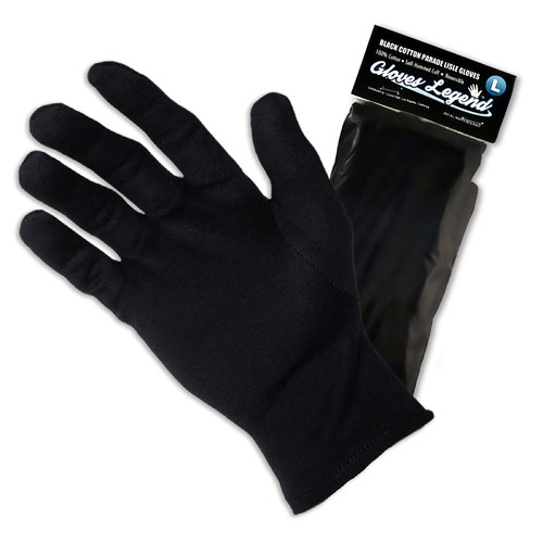 Size Large - Gloves Legend Black and White Cotton Gloves - 100% Cotton Gloves - Picture 2 of 19