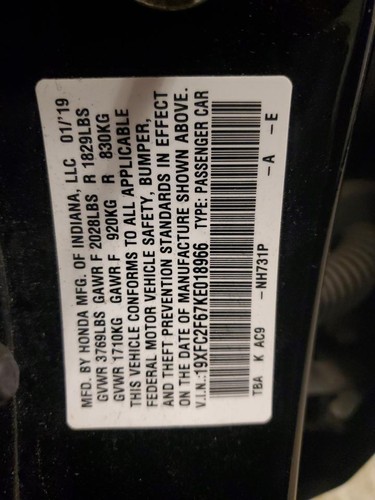 Used Left Door Mirror fits: 2019 Honda Civic power body color non-heated Coupe L - Picture 12 of 13