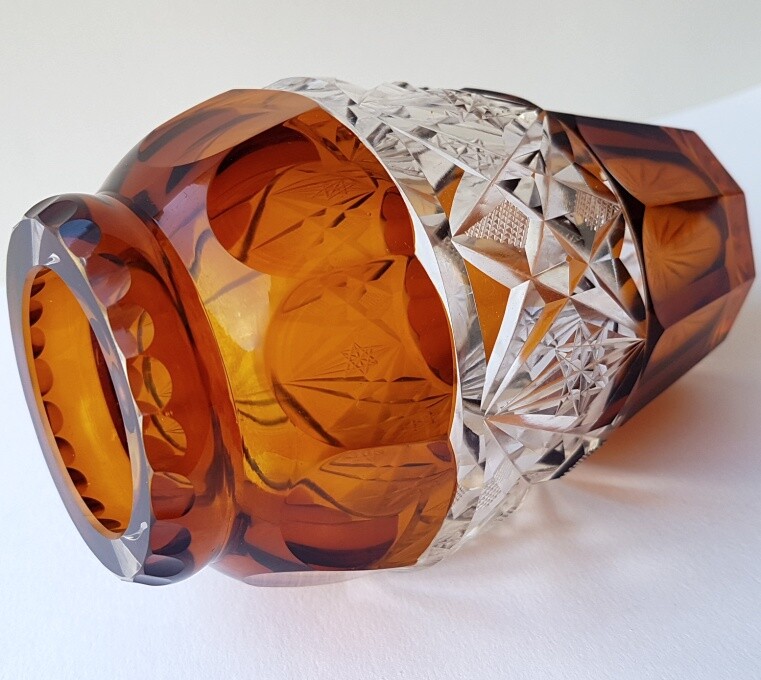 Details zu Vase gebeiztes Glas Handschliff um 1900 K557 Sonderpreis neu
