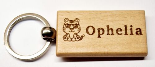 Personalised Keyring Children Name fob tag Handmade Wooden Laser Engraved - Picture 6 of 21