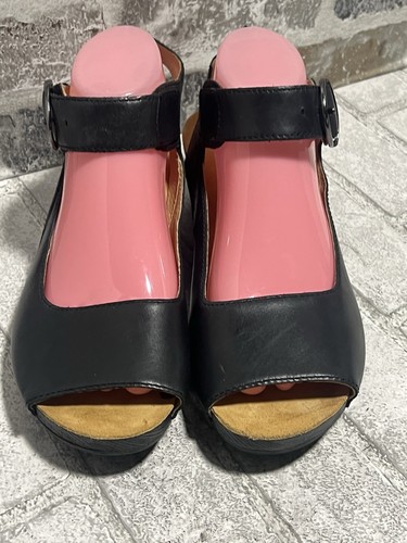 Dansko Tiana Burnished Calf Leather Comfort Clog Sandal Black 39-8.5-9 - Picture 2 of 10