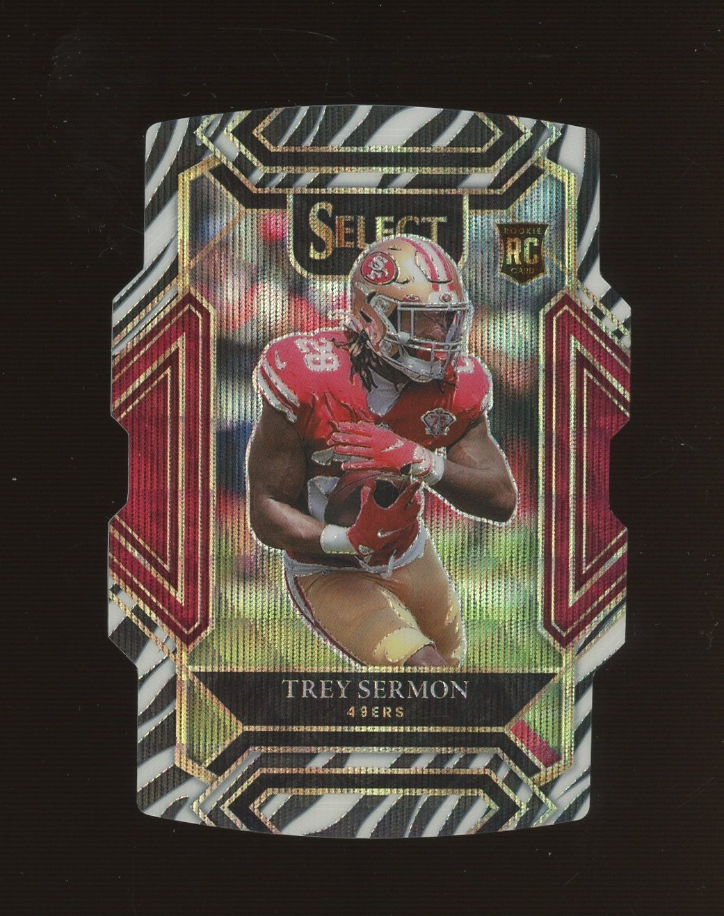 2021 Select Die-Cut Zebra Prizm #268 Trey Sermon 49ers RC Rookie SP