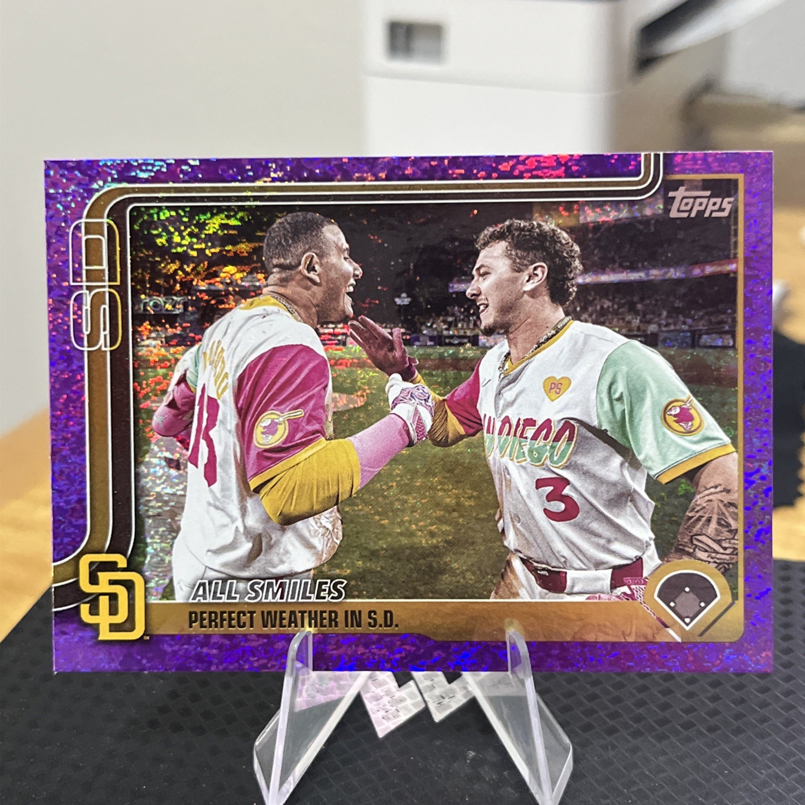 2025 Topps Series 1 - All Smiles Machado/Merrill #143 Purple Holo Foil #/250