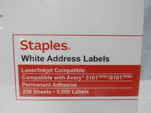Staples Laser/Inkjet Address Labels 1" x 4" Bright White  5000 Labels  (S30K) - Picture 7 of 9