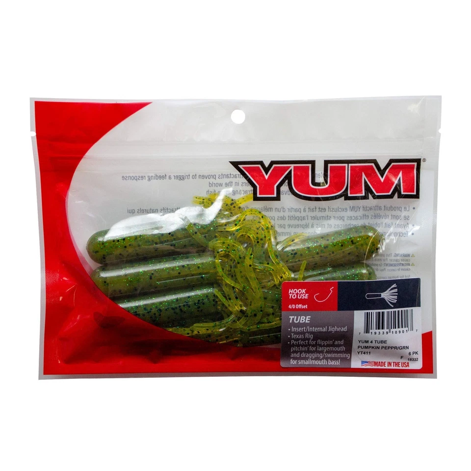 4-дюймовая трубка для ловли тыквенного перца YUM крючок для снаряжения краппи и мелкой рыбы - Изображение 2 из 3