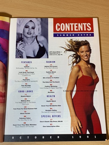 Revista extra vintage Cleo Summer Beauty Australia octubre 1991 Elle MacPherson - Imagen 2 de 4