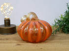 Glass Orange & Gold Pumpkin Squash Ornament Halloween Autumn Decor Decoration