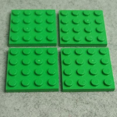 LEGO 3031 Plate 4 x 4 Bright Green x4 Genuine