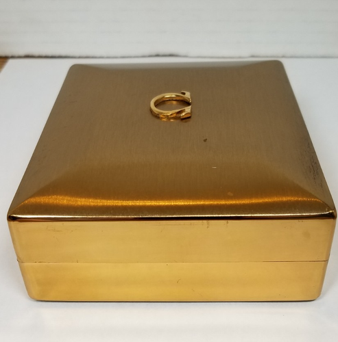 Vintage Omega Metal Gold Tone Watch Box With Wood & Red Velvet Inner Box Only - Picture 21 of 21