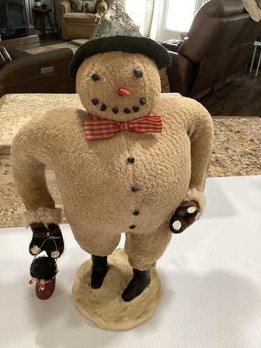 ESC Trading Co., CODY FOSTER SNOWMAN, Folk Art Christmas Primitive W/Stocking  - Picture 1 of 9