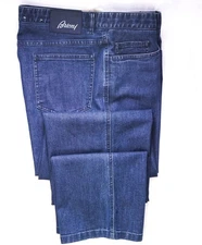 Brioni Solid Dark Blue Denim Pants 38W