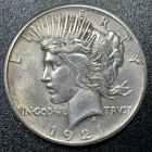 1921 Peace Silver Dollar $1 Choice AU/UNC Details Cleaned