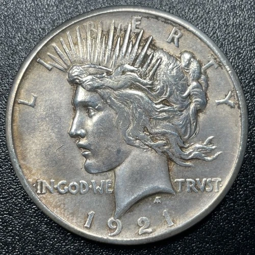 1921 Peace Silver Dollar $1 Choice AU/UNC Details Cleaned